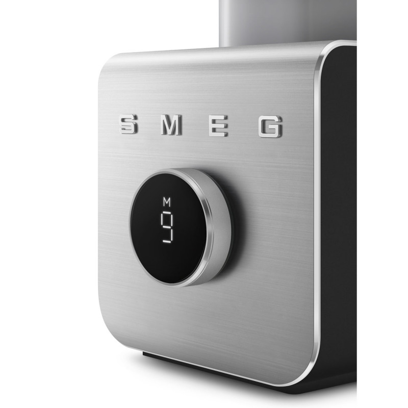 Blender Smeg Collezione BLC02BLMEU, 1400 W, 1,5 l, 22 000 rpm, 5 programe, 9 viteze, Măcinare gheață, Oțel inoxidabil, Negru/Inox
