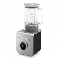 Blender Smeg Collezione BLC02BLMEU, 1400 W, 1,5 l, 22 000 rpm, 5 programe, 9 viteze, Măcinare gheață, Oțel inoxidabil, Negru/Inox