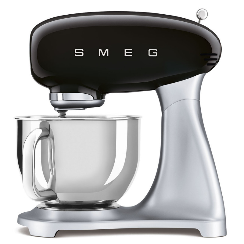 Mixer planetar Smeg SMF04BLEU, 800 W, 4,8 l, 10 viteze, funcție de pornire treptată, picioare antiderapante, negru/inoxidabil