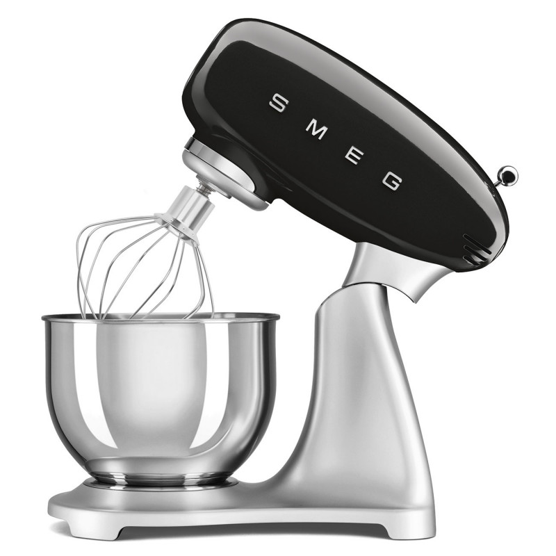 Mixer planetar Smeg SMF04BLEU, 800 W, 4,8 l, 10 viteze, funcție de pornire treptată, picioare antiderapante, negru/inoxidabil