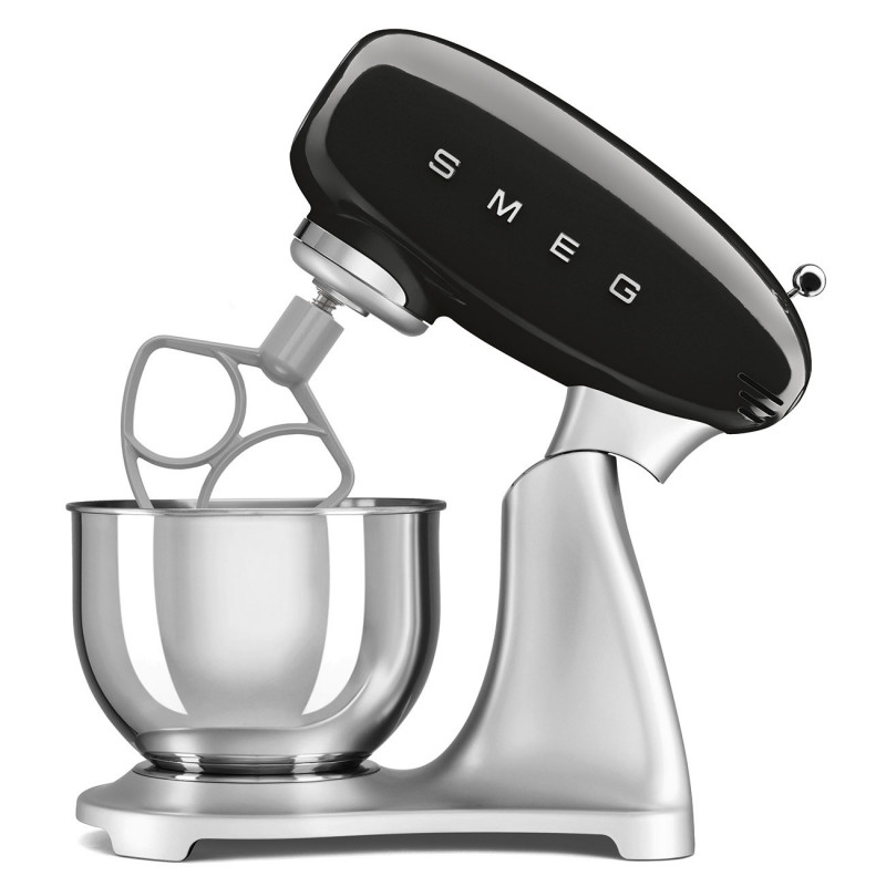 Mixer planetar Smeg SMF04BLEU, 800 W, 4,8 l, 10 viteze, funcție de pornire treptată, picioare antiderapante, negru/inoxidabil