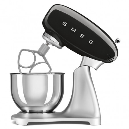 Mixer planetar Smeg SMF04BLEU, 800 W, 4,8 l, 10 viteze, funcție de pornire treptată, picioare antiderapante, negru/inoxidabil