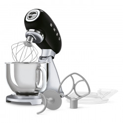 Mixer planetar Smeg SMF04BLEU, 800 W, 4,8 l, 10 viteze, funcție de pornire treptată, picioare antiderapante, negru/inoxidabil