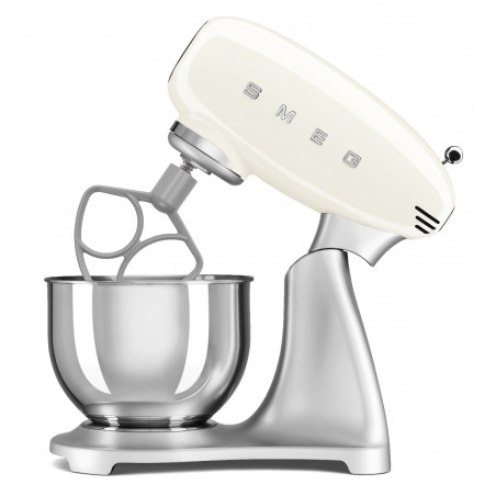 Mixer planetar Smeg SMF04CREU, 800 W, 4,8 l, 10 viteze, funcție de pornire treptată, picioare antiderapante, crem/inox