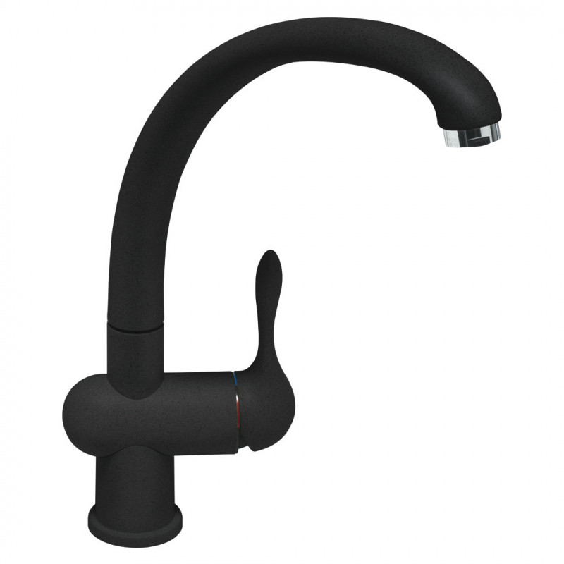 Baterie de bucătărie Smeg MF8A2, 5 bar, comandă simplă, gura de scurgere rotativă la 360°, aerator, antracit