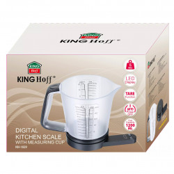 Cântar de bucătărie cu cană gradată Kinghoff KH 1829, 1,5 l, până la 5 kg, TARA, oprire automată, negru