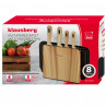 Set de cuțite și tăvi de tăiat Klausberg KB 9037, 8 piese, oțel inoxidabil, suport, maro/negru