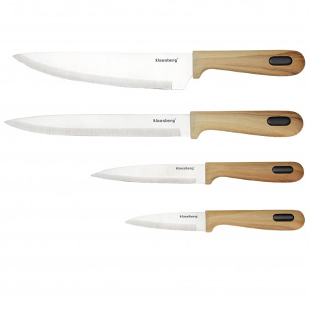 Set de cuțite și tăvi de tăiat Klausberg KB 9037, 8 piese, oțel inoxidabil, suport, maro/negru