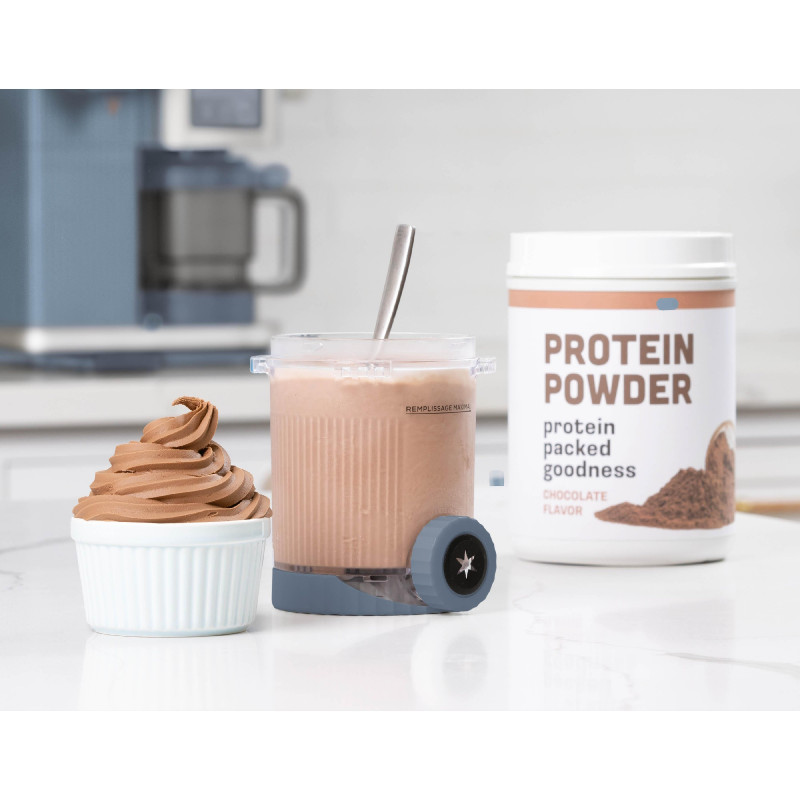 Mașină de înghețată 13-în-1 Ninja CREAMi Scoop & Swirl™ NC702EU, 800 W, 13 programe, manetă cu 3 poziții pentru cornetele de înghețată, CreamiFit, Creamify, 2 cupe de 473 ml, Personalizare, Albastru/Gri