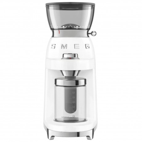 Râșniță de cafea Smeg CGF03WHEU, 150 W, 240 g, sistem de rotire și blocare, funcție manuală, alb