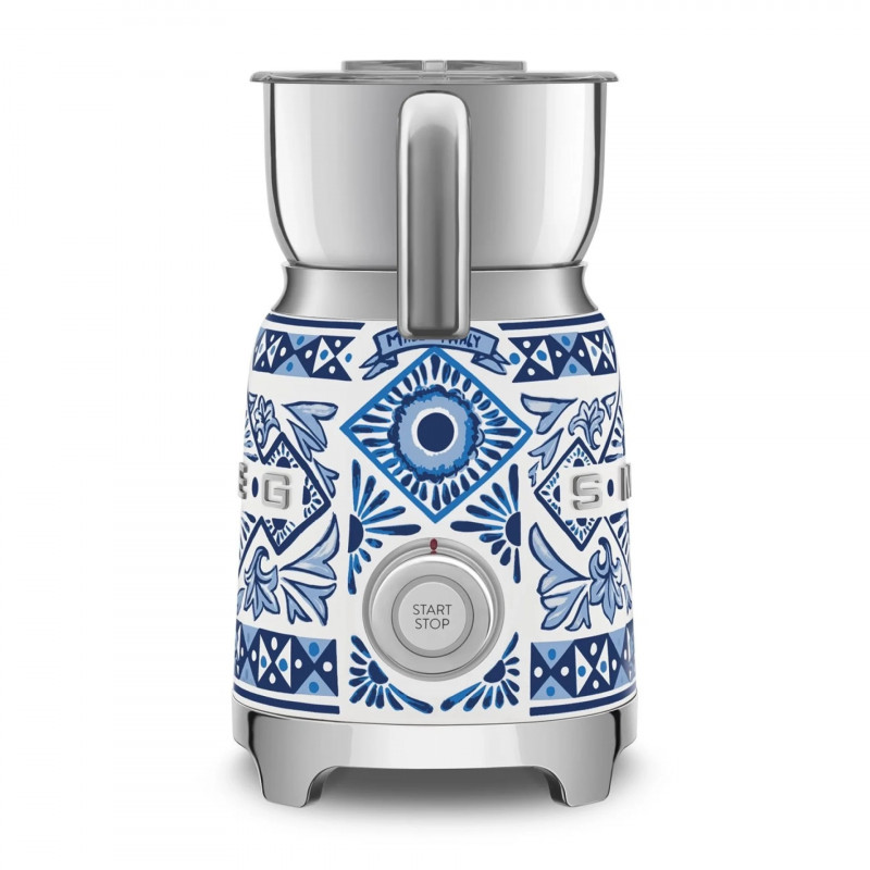 Aparat pentru spumarea laptelui Smeg Dolce & Gabbana MFF01DGBEU, 500 W, 600 ml, Oprire automată, Fără BPA, Albastru mediteranean