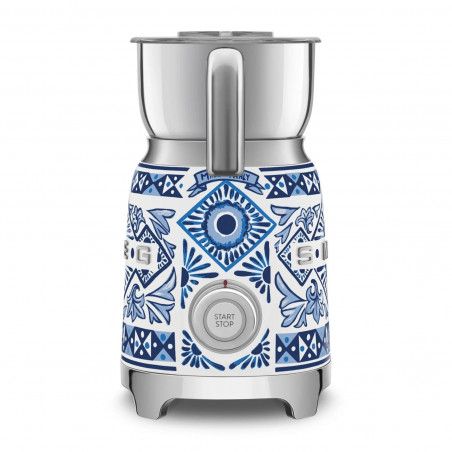 Aparat pentru spumarea laptelui Smeg Dolce & Gabbana MFF01DGBEU, 500 W, 600 ml, Oprire automată, Fără BPA, Albastru mediteranean