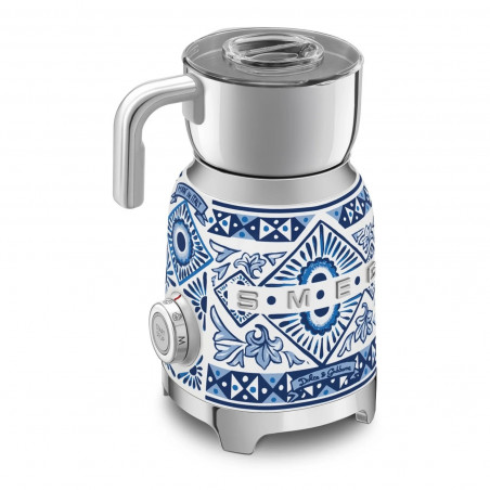 Aparat pentru spumarea laptelui Smeg Dolce & Gabbana MFF01DGBEU, 500 W, 600 ml, Oprire automată, Fără BPA, Albastru mediteranean