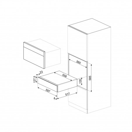 Sertar cu accesorii pentru vin Smeg Linea CPS115B3, 13 buc., 59,7 x 1,35 cm, sistem de deschidere Push, negru