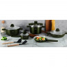 Set vase de gatit Swiss Haus SH-GPC3020G, 20 piese, Acoperire ceramica Sapphire, Fara PFAS, Cuptor pana la 220°C, Inductie, Verde
