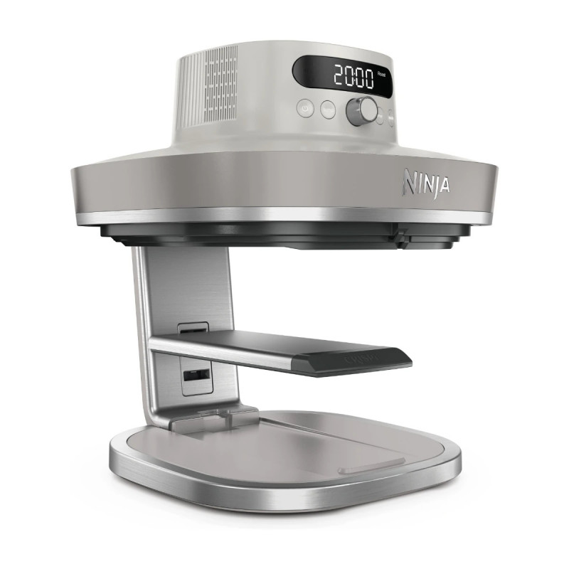 Friteuză cu aer cald Ninja CRISPi Pro AS101EULG, 2050 W, 2,3 + 5,7 l, 26-240 °C, Max Crisp, plăci ceramice, fără PFAS, gri/alb