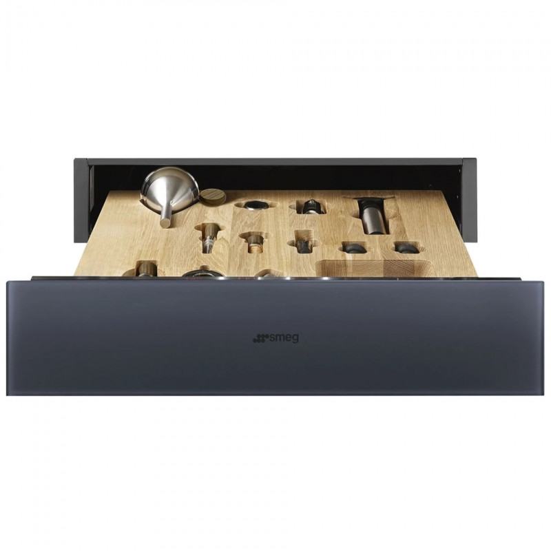 Sertar cu accesorii pentru vin Smeg Linea CPS115G, 13 buc., 59,7 x 1,35 cm, sistem de deschidere Push, gri Neptun