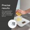 Cântar de bucătărie Beurer KS 19 Pure White, până la 5 kg, funcție TARE, comandă tactilă, ecran LCD, sticlă, ultra-subțire, roșu