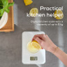 Cântar de bucătărie Beurer KS 19 Pure White, până la 5 kg, funcție TARE, comandă tactilă, ecran LCD, sticlă, ultra-subțire, roșu