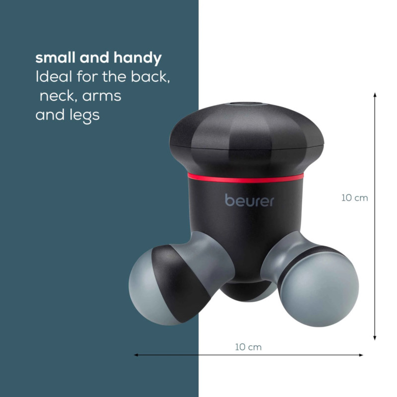 Mini aparat de masaj Beurer MG 18, iluminare LED, pentru întregul corp, piese lavabile, negru