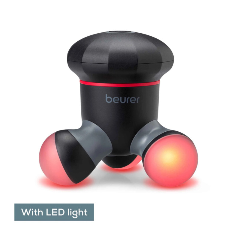 Mini aparat de masaj Beurer MG 18, iluminare LED, pentru întregul corp, piese lavabile, negru