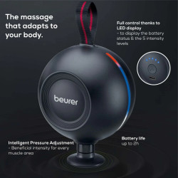 Aparat de masaj Beurer MG 101, 5 niveluri, Oprire automată, 5 accesorii, Motor fără perii, 38 dB, Negru