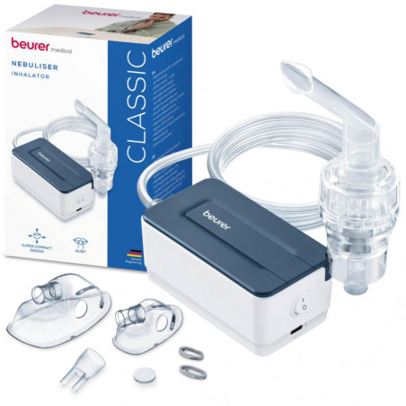 Inhalator cu compresor Beurer IH 15, MMAD 4,12 μm, 0,25 ml/min, 0,6 bar, USB-C, alb
