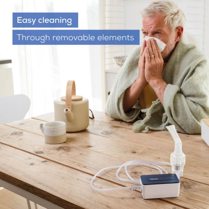 Inhalator cu compresor Beurer IH 15, MMAD 4,12 μm, 0,25 ml/min, 0,6 bar, USB-C, alb