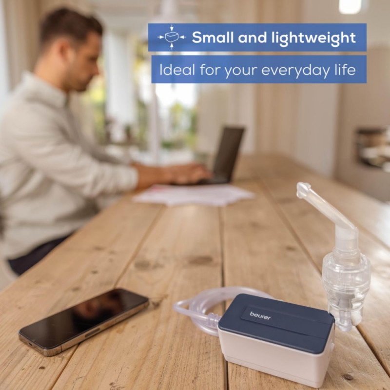 Inhalator cu compresor Beurer IH 15, MMAD 4,12 μm, 0,25 ml/min, 0,6 bar, USB-C, alb