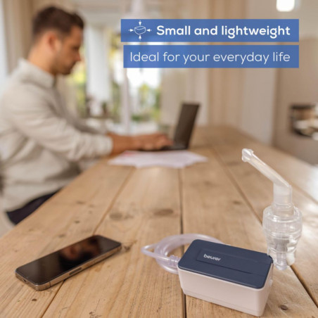 Inhalator cu compresor Beurer IH 15, MMAD 4,12 μm, 0,25 ml/min, 0,6 bar, USB-C, alb