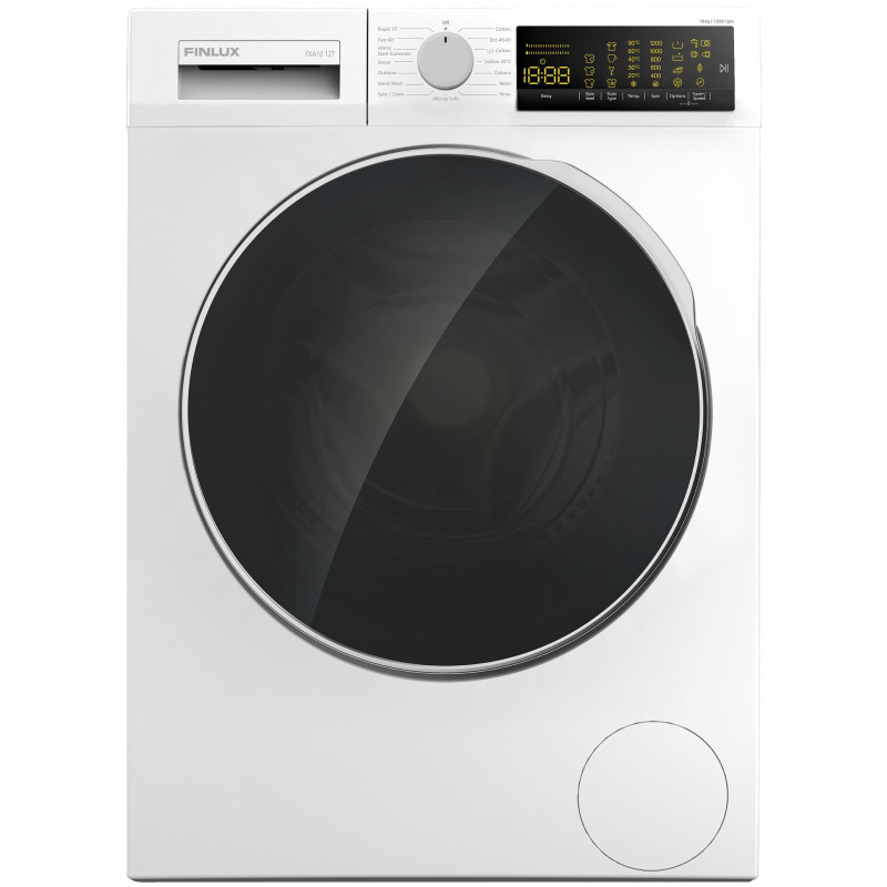 Mașină de spălat Finlux FXA10 12T, Clasa A, 15 programe, 10 kg, 1200 rpm, Pornire programată, Afișaj electronic, Alb