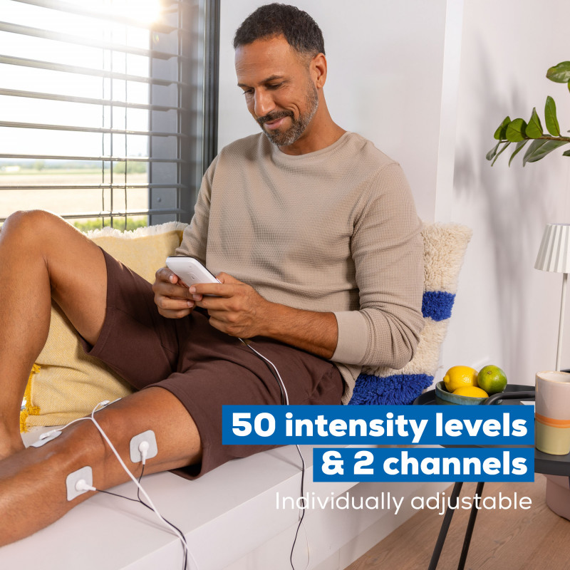 Aparat de masaj 3 în 1 Beurer EM 56, 22 de programe, 50 de niveluri, TENS/EMS, ecran LCD, electrostimulator, alb/negru