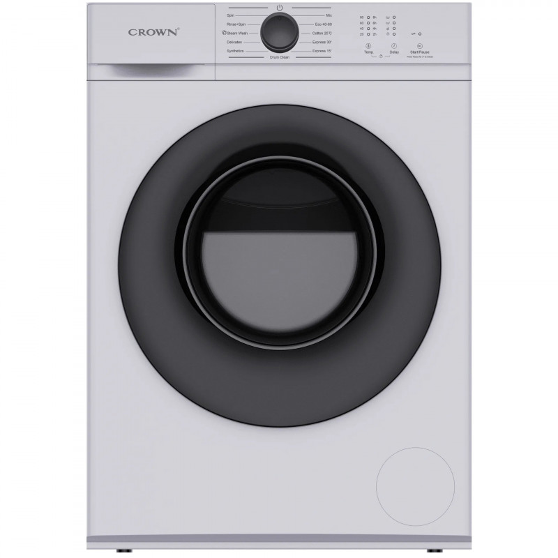 Mașină de spălat Crown CWM60J12BLDC, Clasa A, 10 programe, 6 kg, 1200 rpm, Spălare cu abur, motor BLDC, model Slim, alb