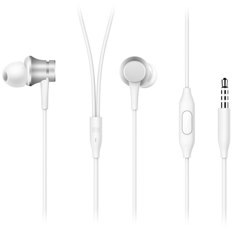 Căști Xiaomi Mi In-Ear Basic, 10 mm, cu cablu, 20 Hz–20 kHz, microfon încorporat, 3,5 mm, alb/argintiu