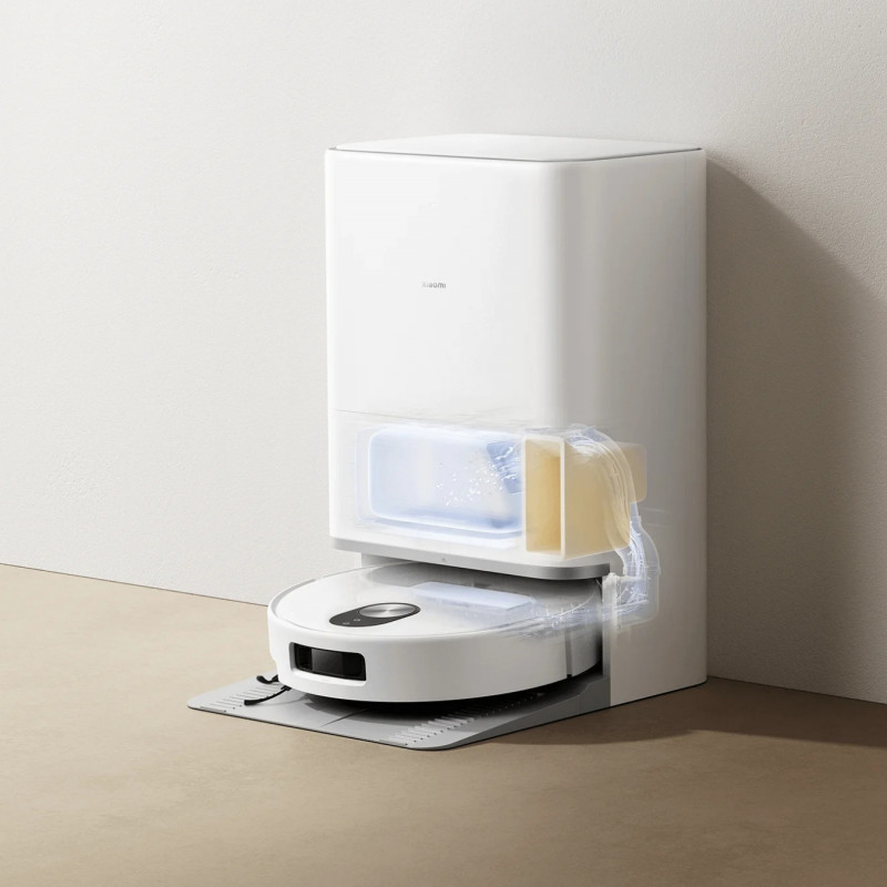 Aspirator robot Xiaomi Robot Vacuum 5 EU OV31GL, 55 W, 20000 Pa, 140 min, recunoaștere AI, stație automată de spălare și uscare, navigație laser dToF, apă caldă 80 °C, alb