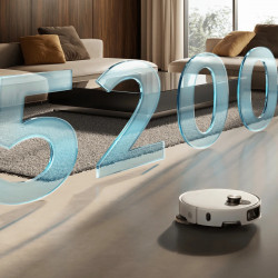 Aspirator robot Xiaomi Robot Vacuum 5 Pro EU OV21GL, 55 W, 20000 Pa, 140 min, cameră triplă AI de 5 MP cu funcție de recunoaștere, stație automată de spălare și uscare, navigație dToF retractabilă, apă la 80 °C, alb