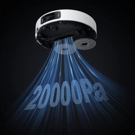 Aspirator robot Xiaomi Robot Vacuum 5 Pro EU OV21GL, 55 W, 20000 Pa, 140 min, cameră triplă AI de 5 MP cu funcție de recunoaștere, stație automată de spălare și uscare, navigație dToF retractabilă, apă la 80 °C, alb