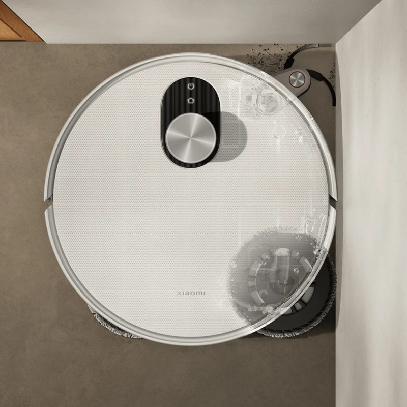 Aspirator robot Xiaomi Robot Vacuum 5 Pro EU OV21GL, 55 W, 20000 Pa, 140 min, cameră triplă AI de 5 MP cu funcție de recunoaștere, stație automată de spălare și uscare, navigație dToF retractabilă, apă la 80 °C, alb