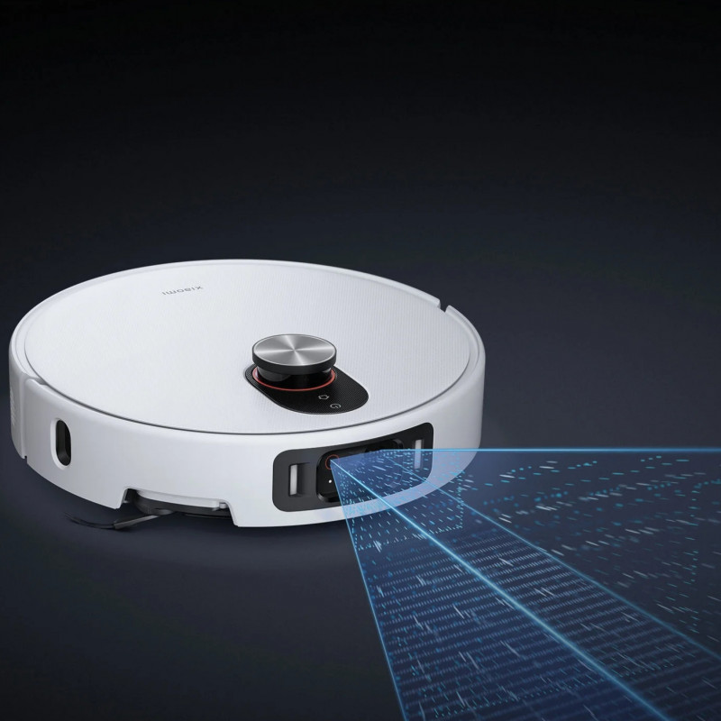Aspirator robot Xiaomi Robot Vacuum 5 Pro EU OV21GL, 55 W, 20000 Pa, 140 min, cameră triplă AI de 5 MP cu funcție de recunoaștere, stație automată de spălare și uscare, navigație dToF retractabilă, apă la 80 °C, alb