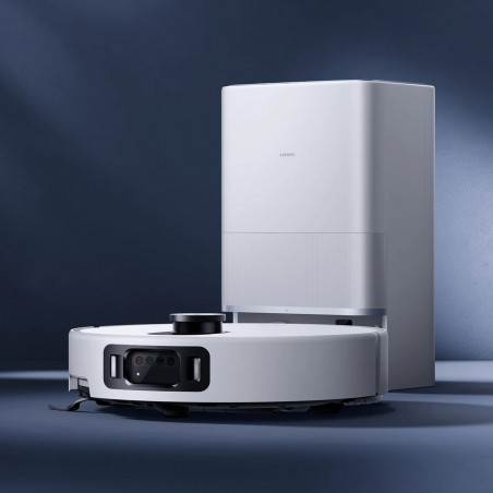 Aspirator robot Xiaomi Robot Vacuum 5 Pro EU OV21GL, 55 W, 20000 Pa, 140 min, cameră triplă AI de 5 MP cu funcție de recunoaștere, stație automată de spălare și uscare, navigație dToF retractabilă, apă la 80 °C, alb