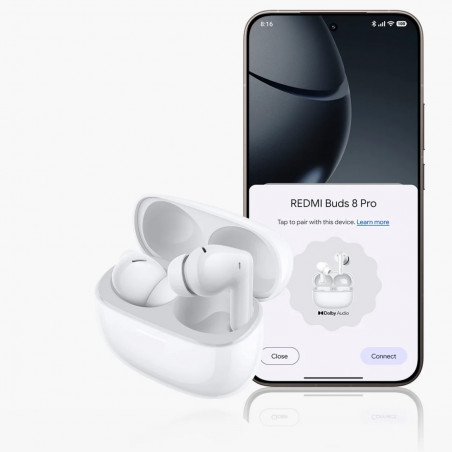 Căști Xiaomi Redmi Buds 8 Pro M2535E1 Obsidian Black, 8 ore, Bluetooth 5.4, IP54, ANC până la 55 dB, reducere a zgomotului cu AI, Hi-Res Audio/LDAC, Dolby Audio, Negru