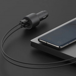 Încărcător auto Xiaomi Mi BHR6814GL, 67 W, 2 porturi de încărcare, indicator LED, negru