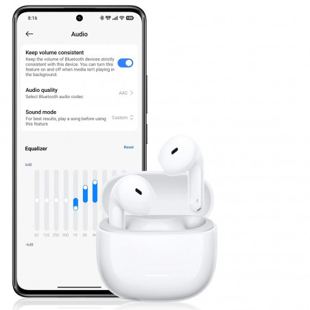 Căști Xiaomi Redmi Buds 8 Active M2537E1, 7 ore, Bluetooth 5.4, IP54, difuzor cu membrană din titan, reducere a zgomotului cu AI, încărcare rapidă, albastru
