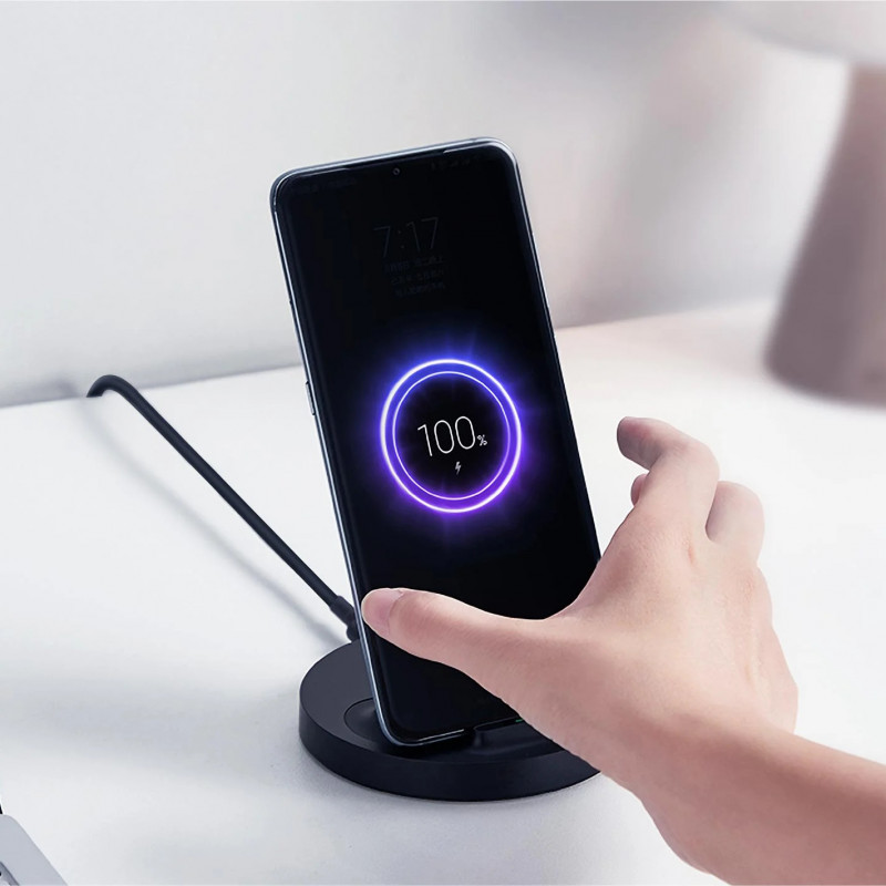Încărcător wireless Xiaomi Mi GDS4145GL, Qi 20 W, USB-C, detectare FOD, indicator luminos, negru