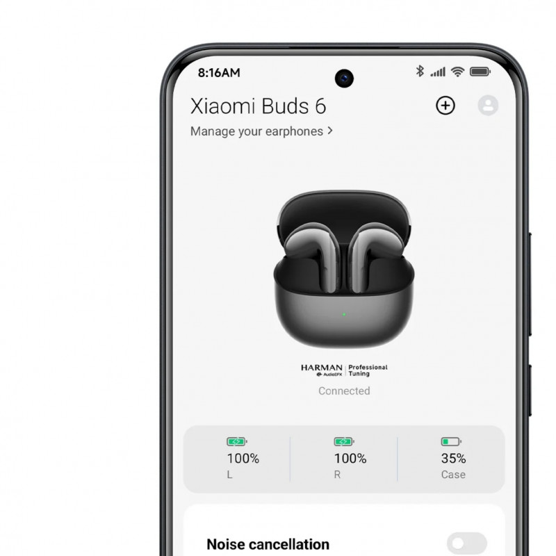 Căști Xiaomi Buds 6 M2540E1, 6 ore, Bluetooth 5.4, Hi-Res, aptX Lossless, reducere a zgomotului bazată pe IA, ANC, sunet la 360°, IP54, alb ceramic