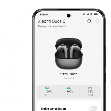Căști Xiaomi Buds 6 M2540E1, 6 ore, Bluetooth 5.4, Hi-Res, aptX Lossless, reducere a zgomotului bazată pe IA, ANC, sunet la 360°, IP54, alb ceramic
