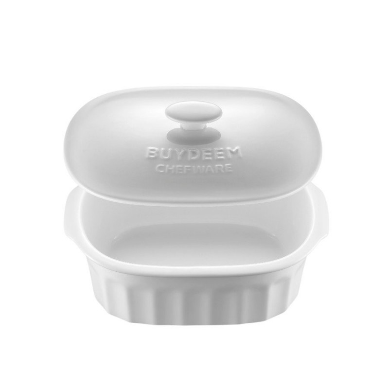 Recipient din porțelan pentru aparatul de gătit cu aburi BUYDEEM CT1005, 2 l, de la -8 °C la +230 °C, omologat de FDA pentru contactul cu alimentele, alb