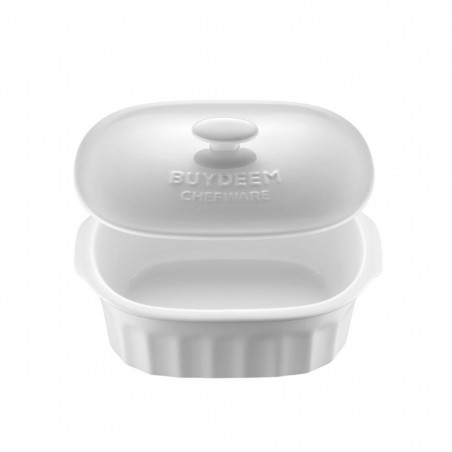 Recipient din porțelan pentru aparatul de gătit cu aburi BUYDEEM CT1005, 2 l, de la -8 °C la +230 °C, omologat de FDA pentru contactul cu alimentele, alb