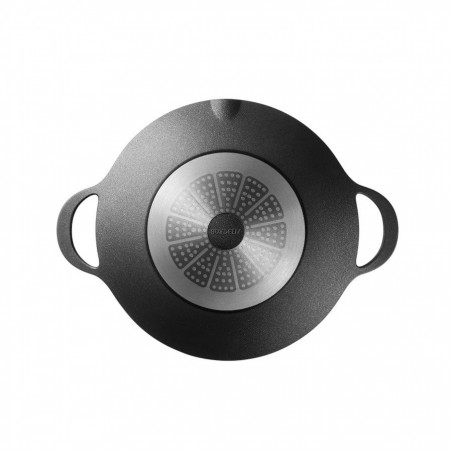 Tavă de aluminiu pentru grătar/coacere BUYDEEM CP101, 36 cm, antiaderentă, mânere ergonomice, margine de turnare, negru