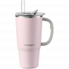 Cană termică cu pai încorporat Buydeem DS57-P, 700 ml, menține temperatura (cald/rece) până la 6 ore, izolație sub vid, oțel inoxidabil, fără BPA, roz